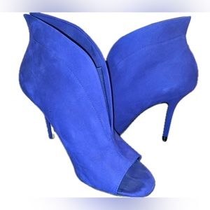 Aldo Piedim Blue Suede Peep Toe High Heel Booties Size 10 EUC